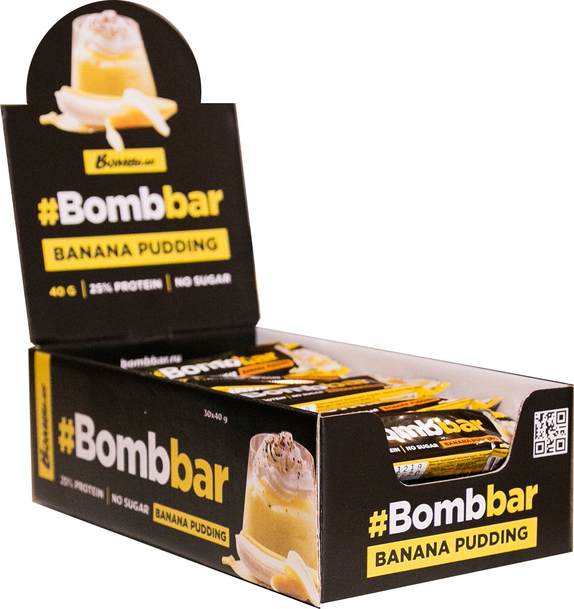 Батончик глазированный с начинкой BOMBBAR (Банановый пудинг, 40 гр)