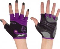 Перчатки атлетические Starfit SU-113 (Черно-фиолетово-серый, S)