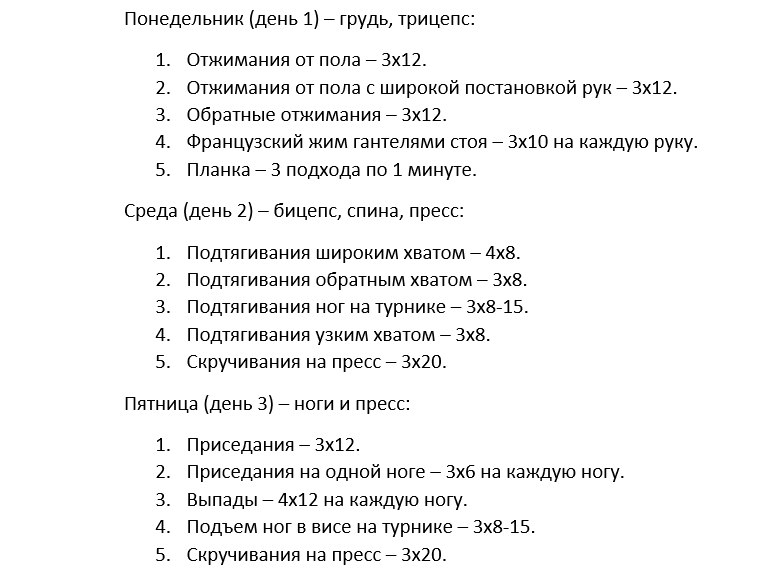 Программа Тренировок Дома Для Мужчин | На 7 Дней